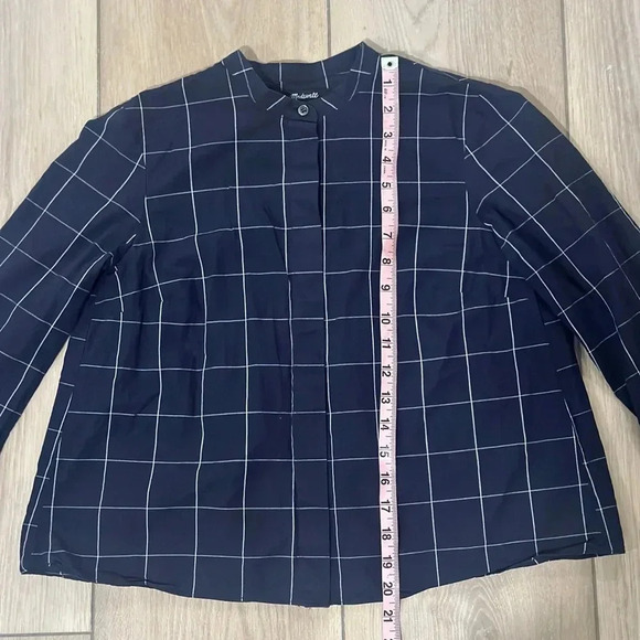Madewell Bell-Sleeved Buttondown Shirt in Windowpane Navy Women’s XXS - Picture 6 of 8
